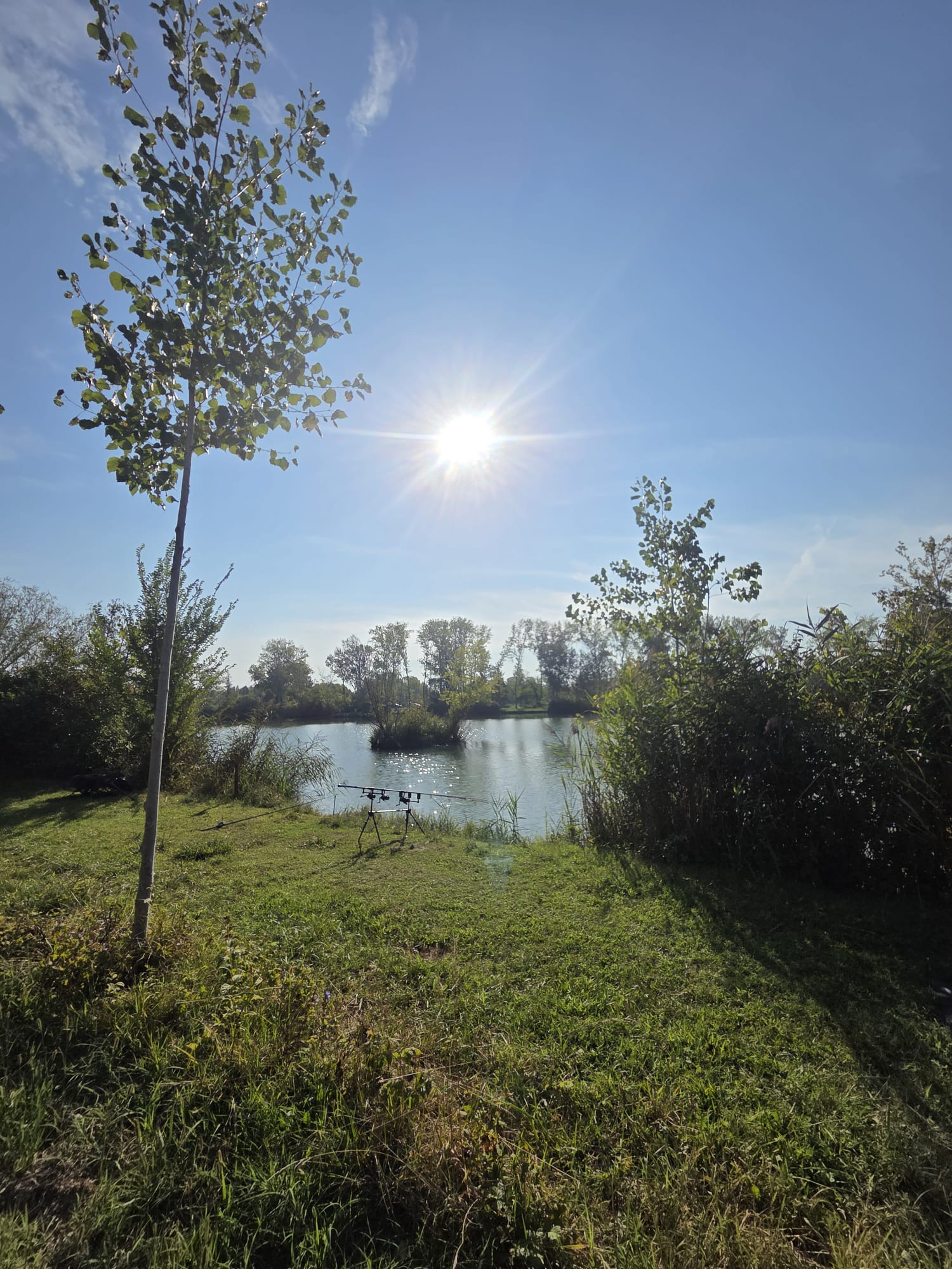 La postazione 14 col sole alto, e le canne già in acqua